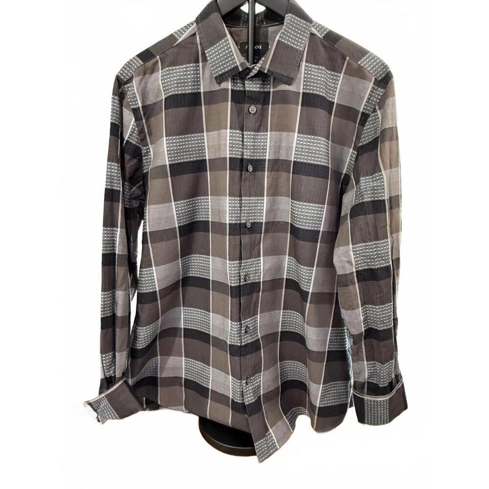Alfani Shirt Mens Large Plaid Long Sleeve Button Up Casual Business Comfy Dress